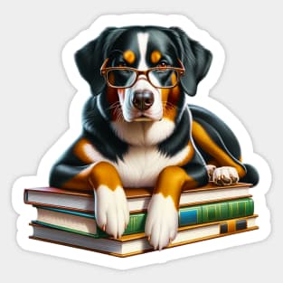 Appenzeller Sennenhund Dog And Books Sticker